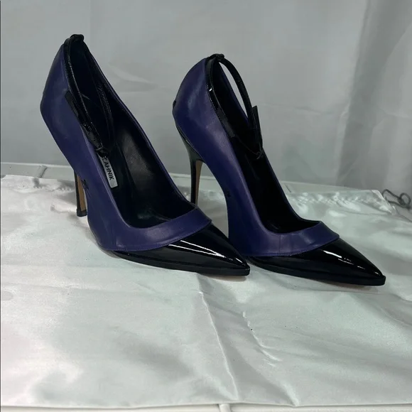 Manolo Blahnik Black and Blue Heels - Picture 10 of 10